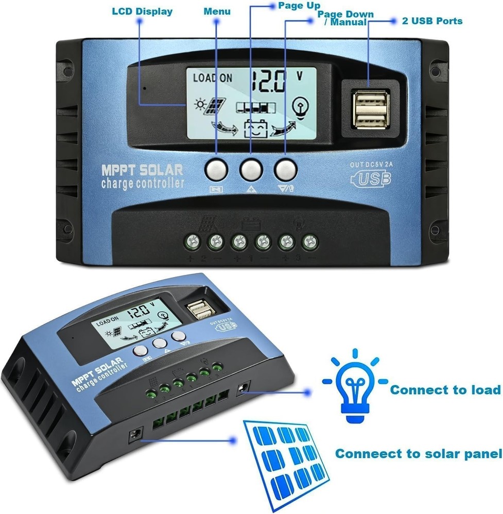 High-Efficiency 100A MPPT Solar Charge Controller - Safe & User-Friendly Design