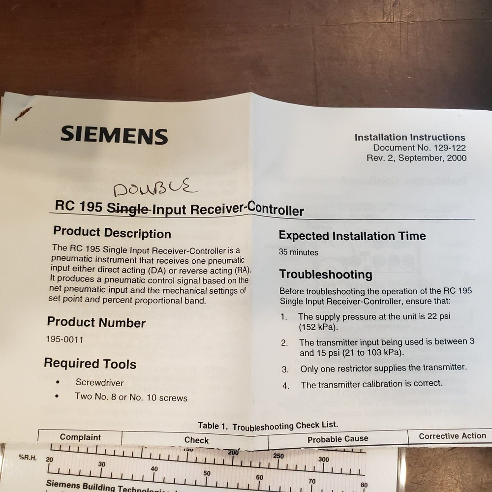 SIEMENS BUILDING TECH RECEIVER CONTROLLER RC195 195-0011