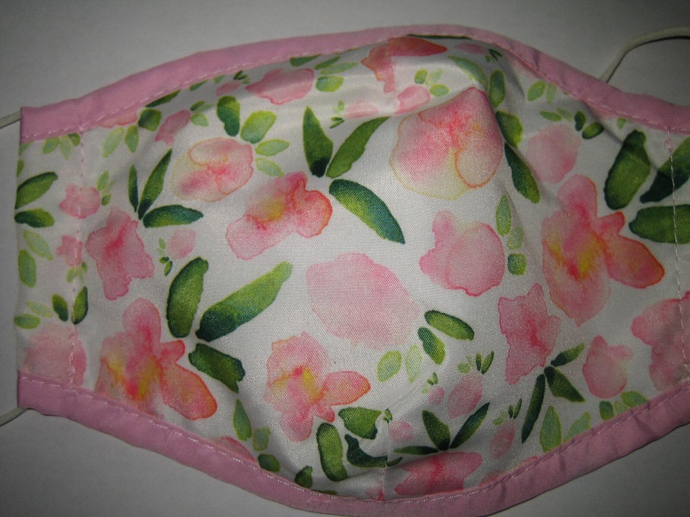 Pink Floral Adjustable Mouth/Mask. New.