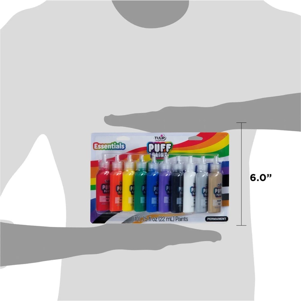 Puff Paint Essential Rainbow Colors 10-pack, Multi-Surface, Premium Quality, ...