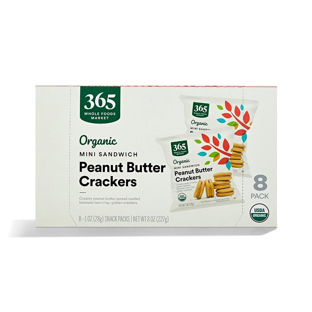 8 Count Organic Peanut Butter Crackers - Bite-Sized, Perfect for Lunchboxes