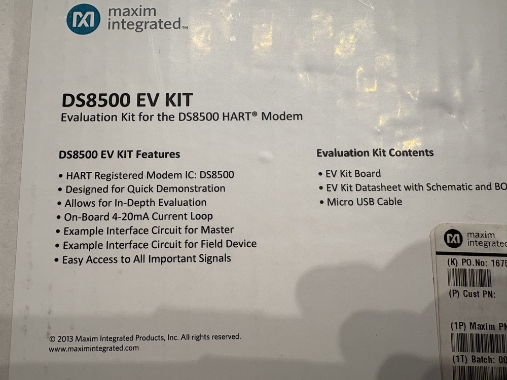 Evaluation Kit for the DS8500 HART Modem