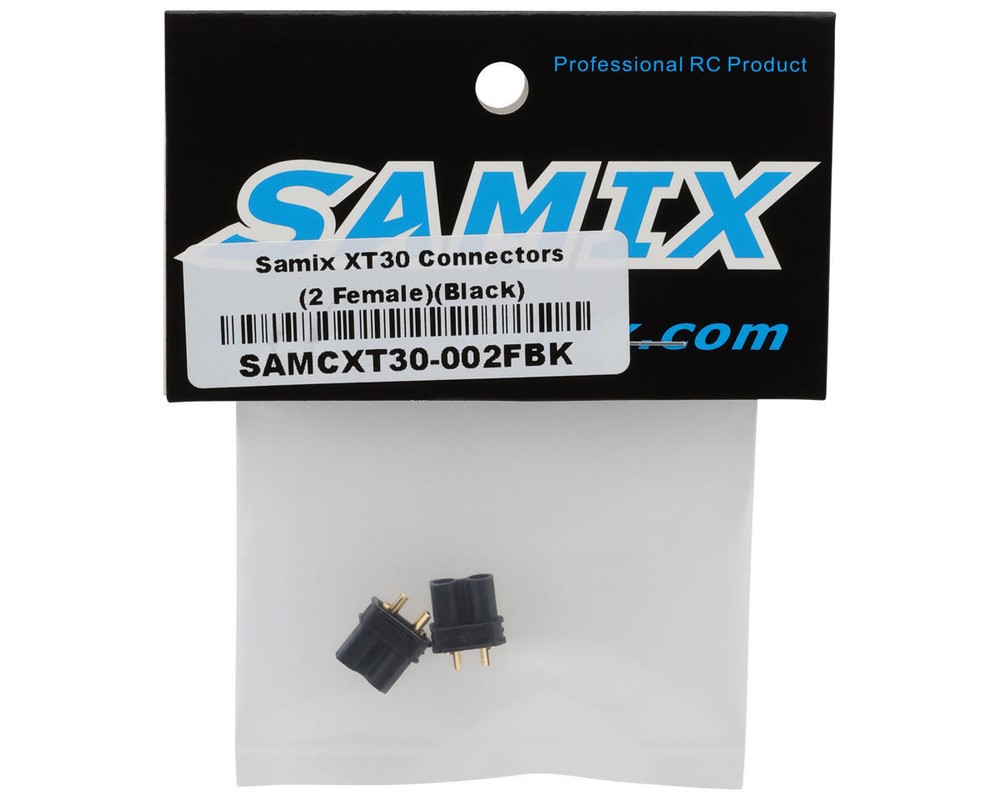 Samix XT30 Connectors (Black) (2 Female) [SAMCXT30-002FBK]