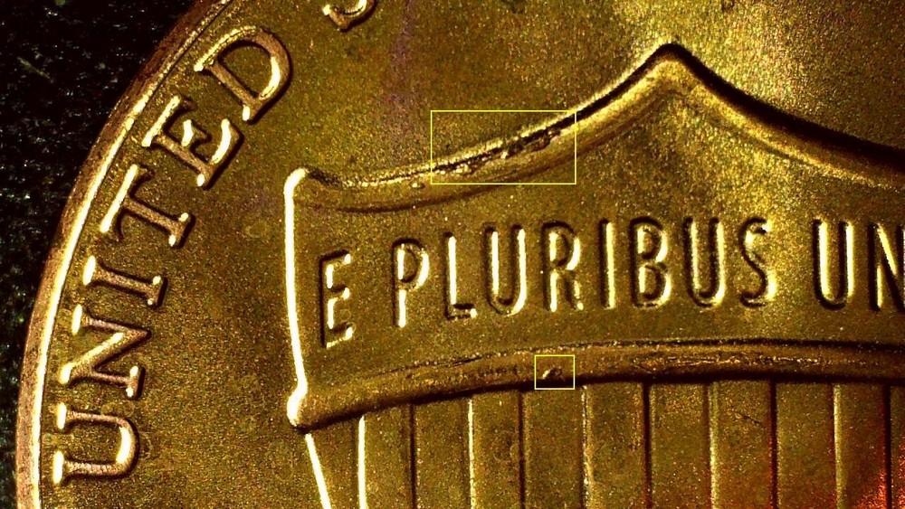 2023-P UNC ERROR LINCOLN SHIELD CENT WITH MULTIPLE REVERSE DIE CHIPS  01-100