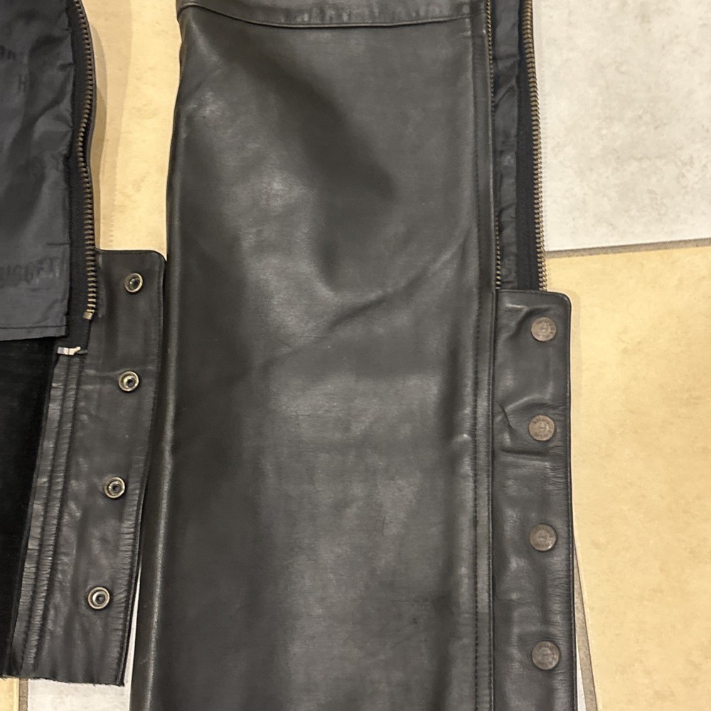 HUGGER Vintage Black Leather Chaps Size Large