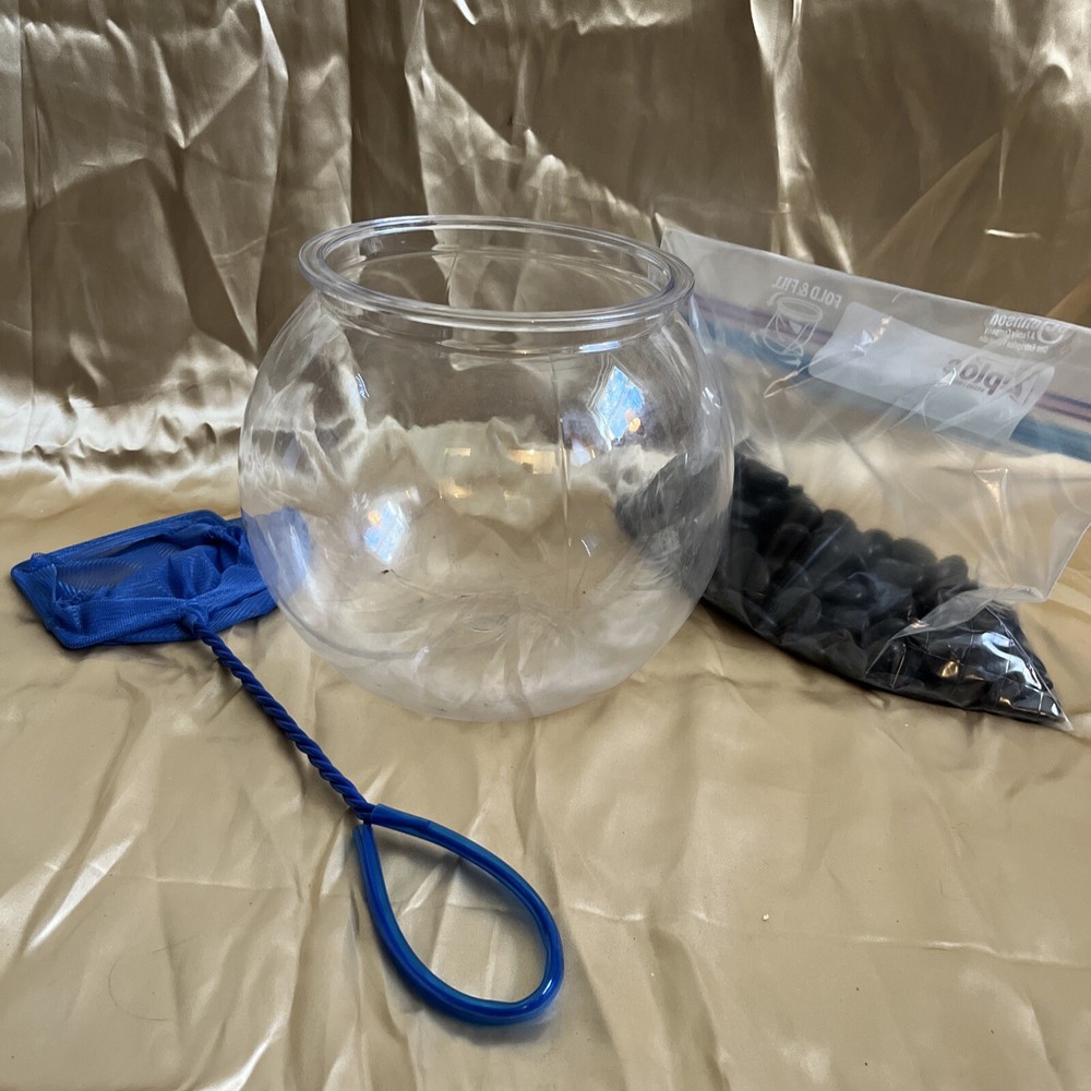 Plastic Fish Bowl, Fish Net, Non Toxic Fish Rocks