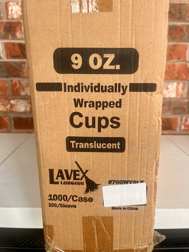 1000 PACK - 9 oz. Plastic Translucent Individually Wrapped Cups