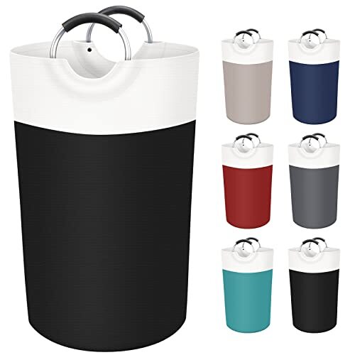 BlissTotes Laundry Basket, Hamper, Collapsible 90L, Black