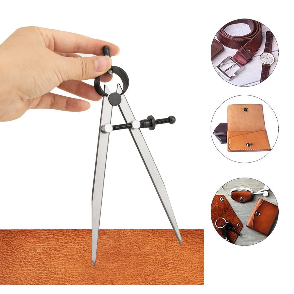 Professional Metal Compass Set, 8 Inch Adjustable Divider Leather Compass