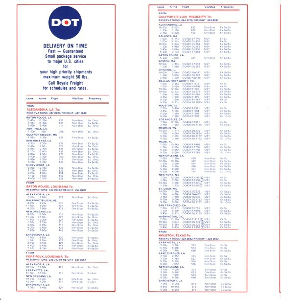 Royale Airlines timetable 1981/06/01