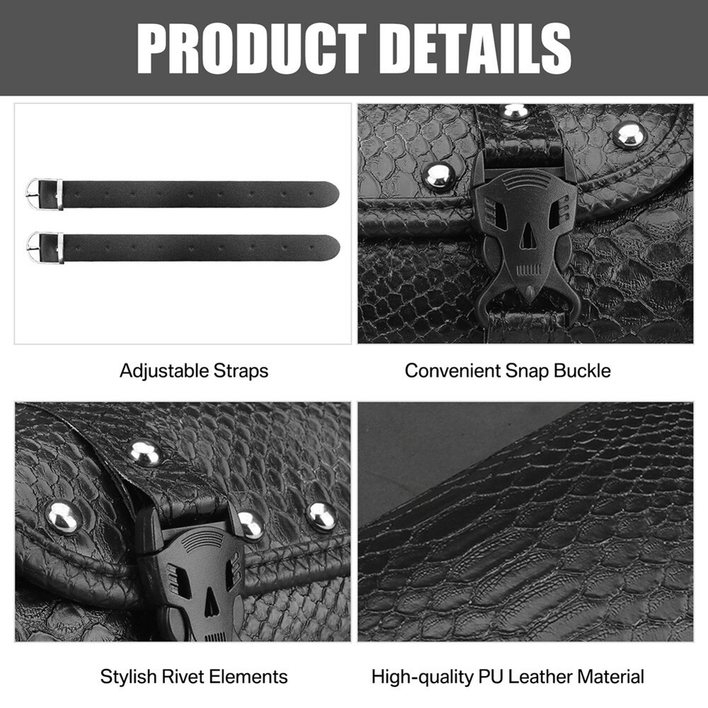 Motorcycle Front Fork Tool Roll Bag PU Leather Saddlebag Handlebar Storage Pouch