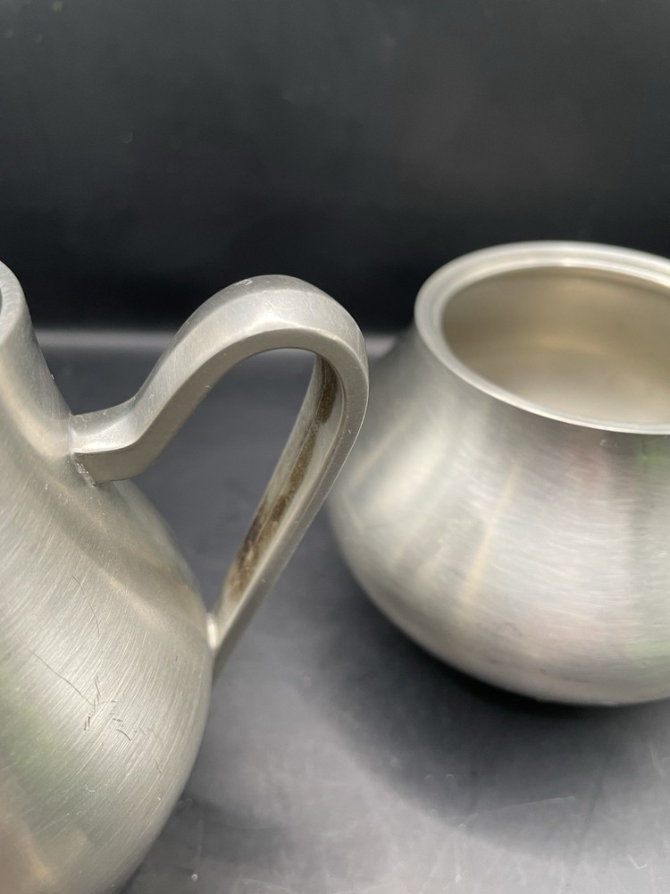 Reed & Barton Pewter Sugar & Creamer Set Denmark Pattern Art Deco Style ZA