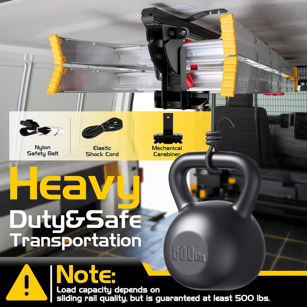 Van Ladder Storage System - Durable Overhead & Sidewall Rack with Mounting Kit
