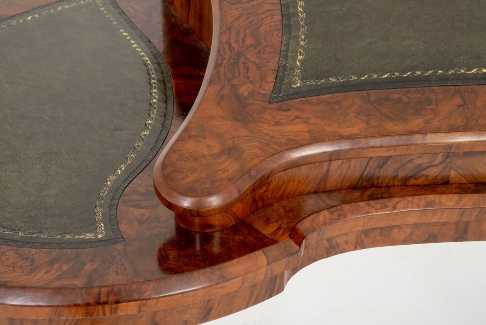 Victorian Desk - Walnut Shaped Writing Table Circa 1860