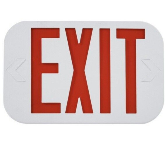 ⚡️Exitronix ILX-R-EM-WH Thermoplastic Double Face Exit Sign Red Letters