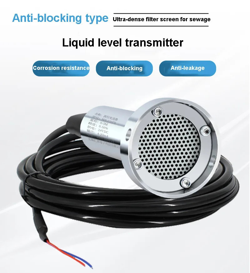 Pressure Sensor Anti-Blocking Sewage Tank Liquid Level Transmitter 4–20mA RS485
