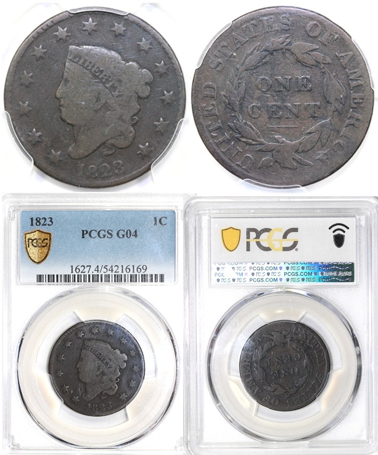 1823 1c Coronet Matron Head Large Cent PCGS Good 4