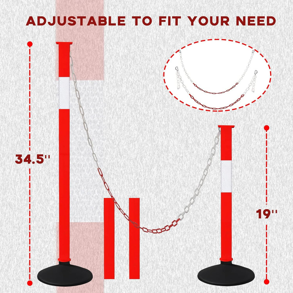 4 Pack Traffic Delineator Post Cones with Weighted Base & Reflective Collars, Ad