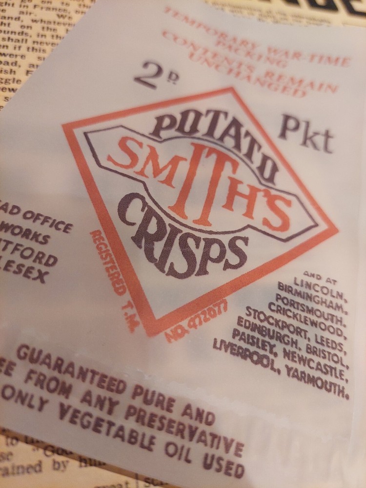 WW2 Smiths Crisp packet Home Front reproduction display items - 2 packets