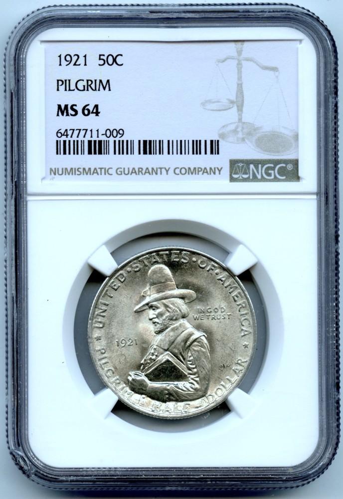 1921 Pilgrim Silver Commemorative, NGC MS64