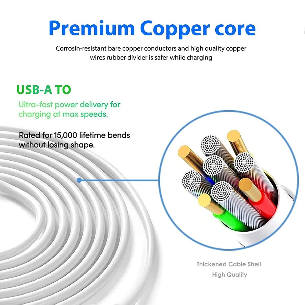 2 Pack 10ft Long Micro USB Cable Android Charger for PS4 Controller 10 Feet