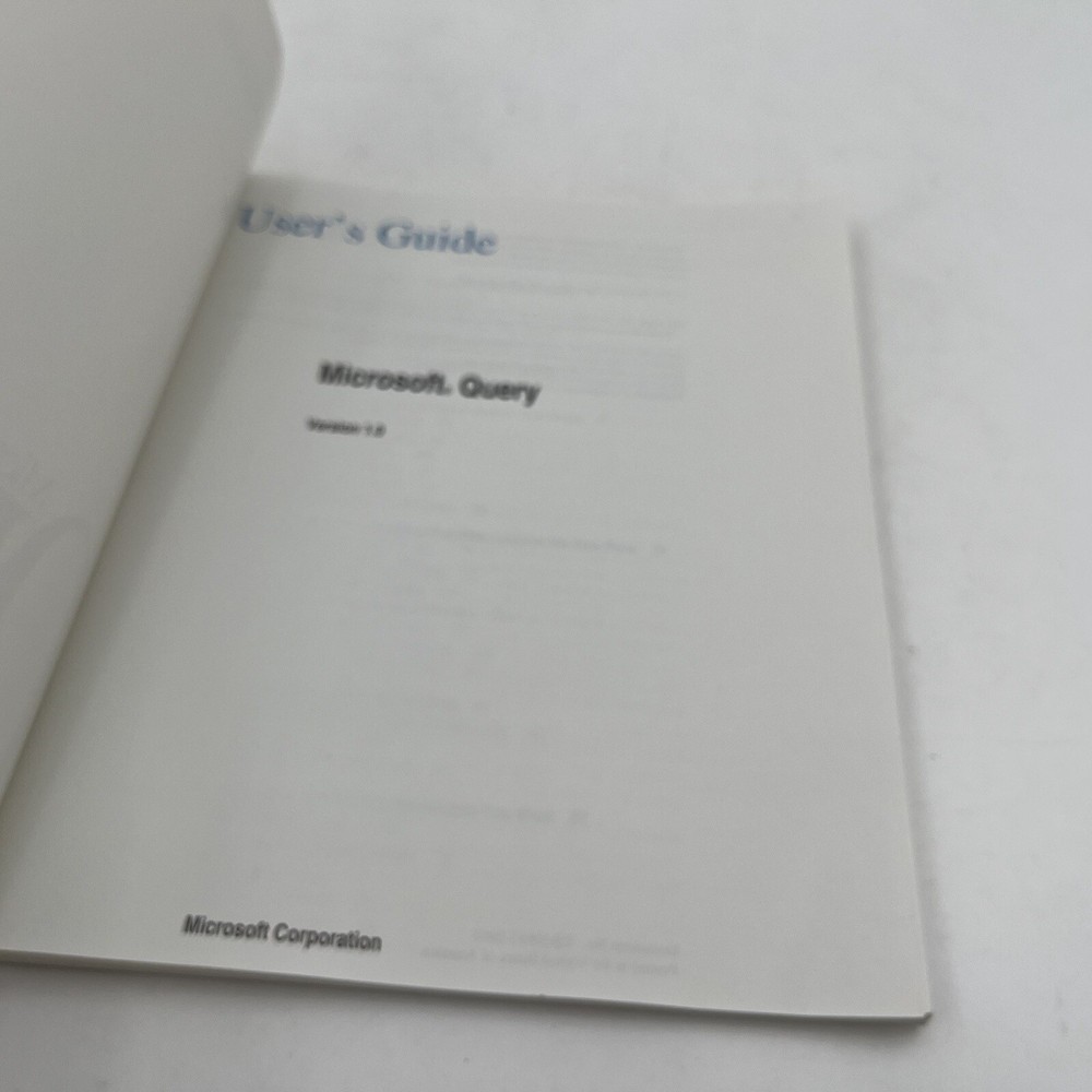 Microsoft Query User's Guide Version 1 Vintage Computer Book 1993