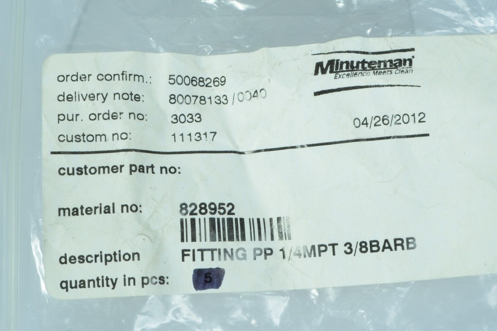 Minuteman 828952 Fitting