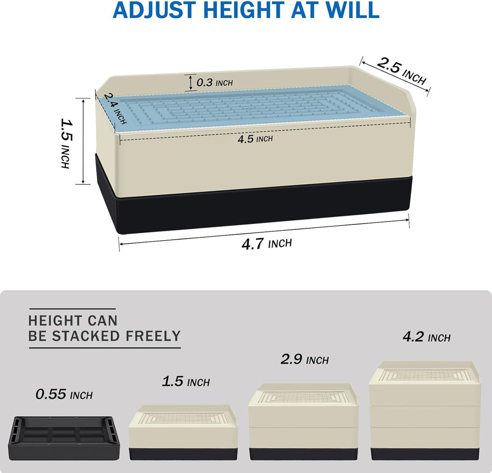 ANNKUT 1.5 Inch Furniture Risers, Rectangle Adjustable Risers Blocks for Bed Sof