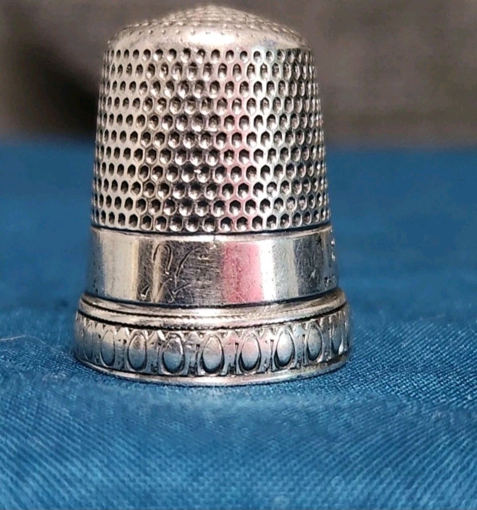 Antique Simons Bros Co Sterling Silver Thimble Size 12