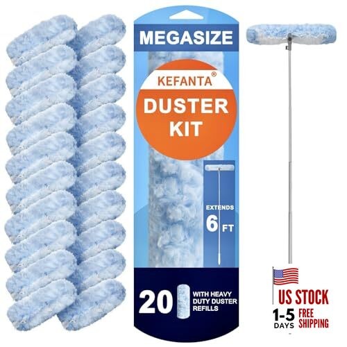 Duster Refill Kit with 6 ft Super Extendable 20 Count+ 6FT Extended Handle