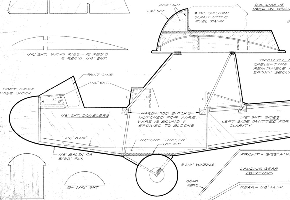 WOODY PUSHER PLAN + CONSTRUCTION ARTICLE for 47" RC Model Builder Model Airplane