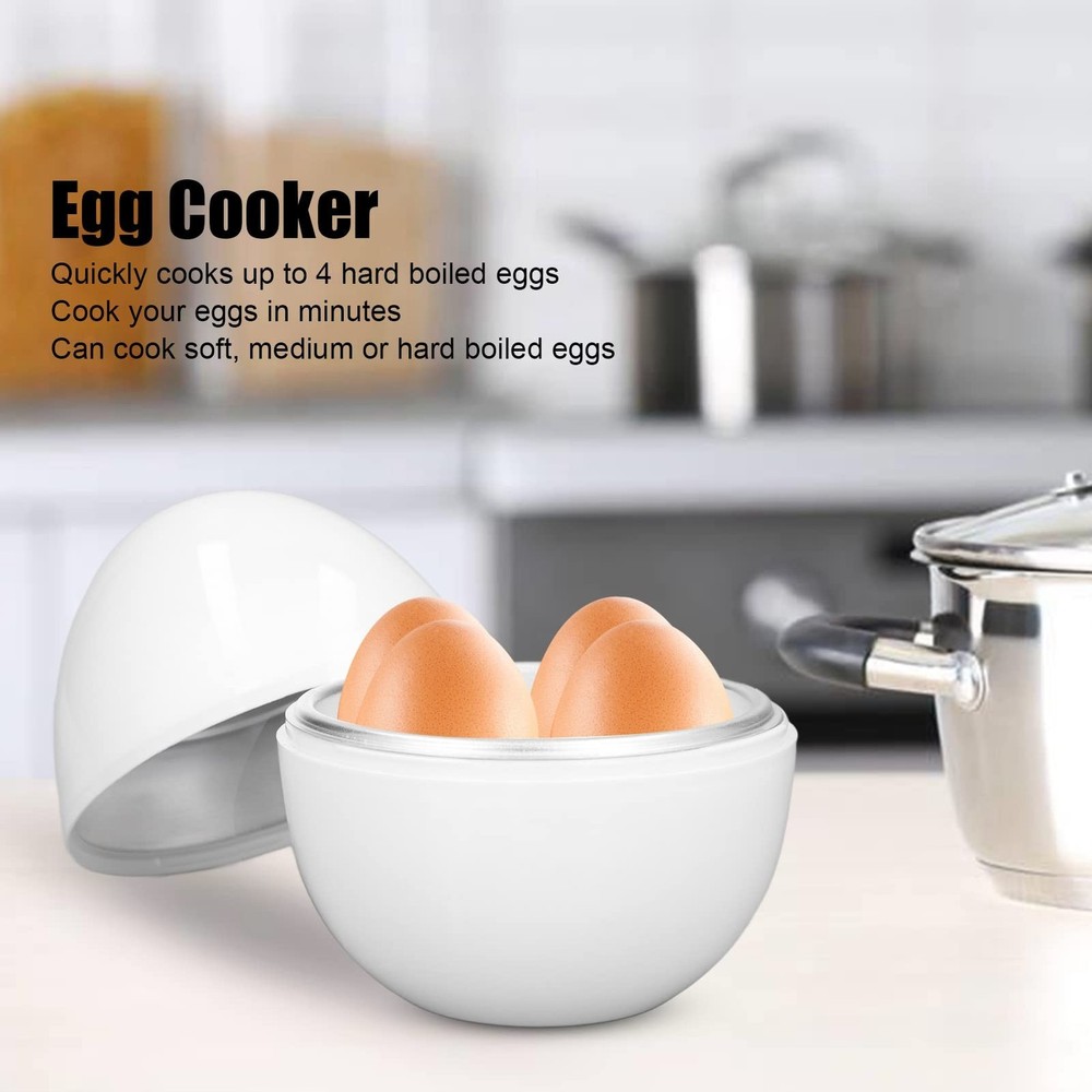 Hard Boiled Egg Cooker, Egg Boiler 4 Eggs Capacity Compact Design Microwave C...