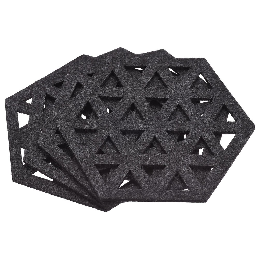 Felt Coasters 4pcs Hexagonal Coasters Coasters, Dark Grey