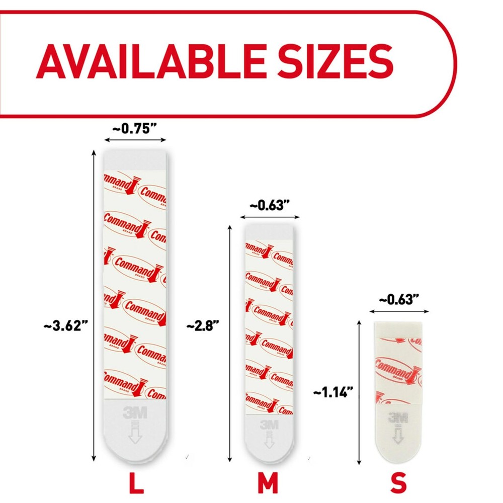 Command Indoor Medium Replacement Strips, 36 Medium, White