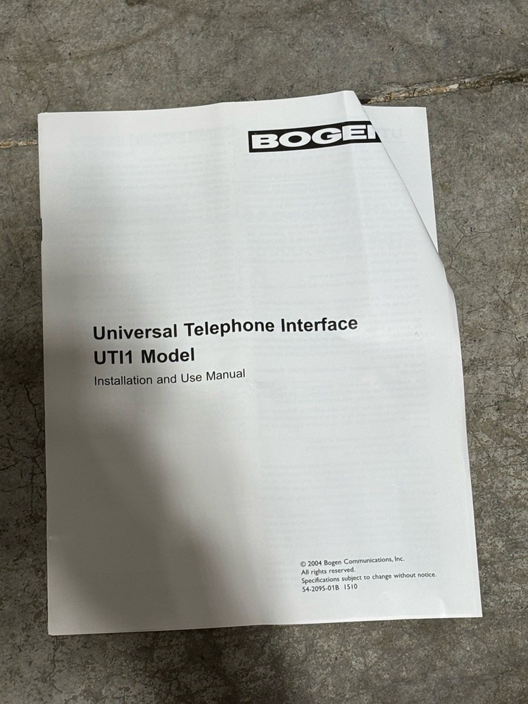 Bogen UTI1 Single Zone Paging Controller Universal Telephone Interface