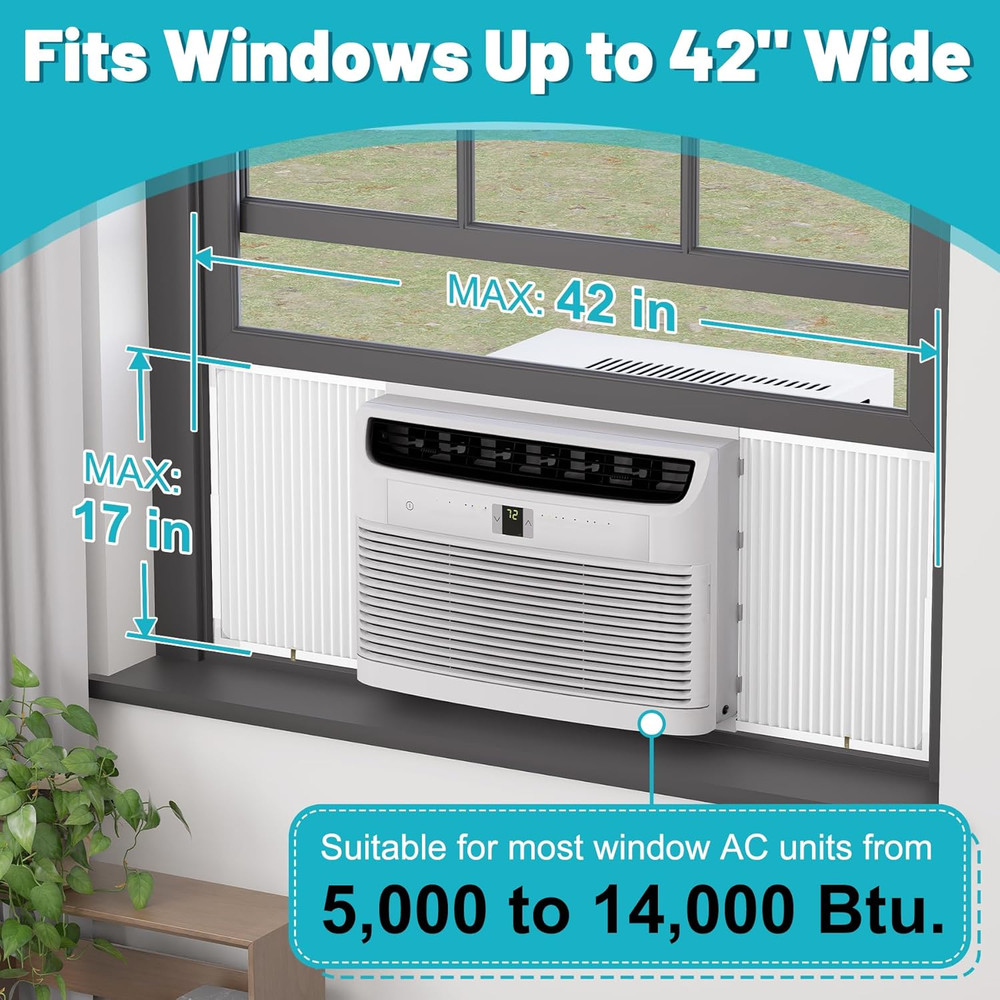 Window AC Side Panel with Frame, Adjustable Air Conditioner Side Panels for Wind