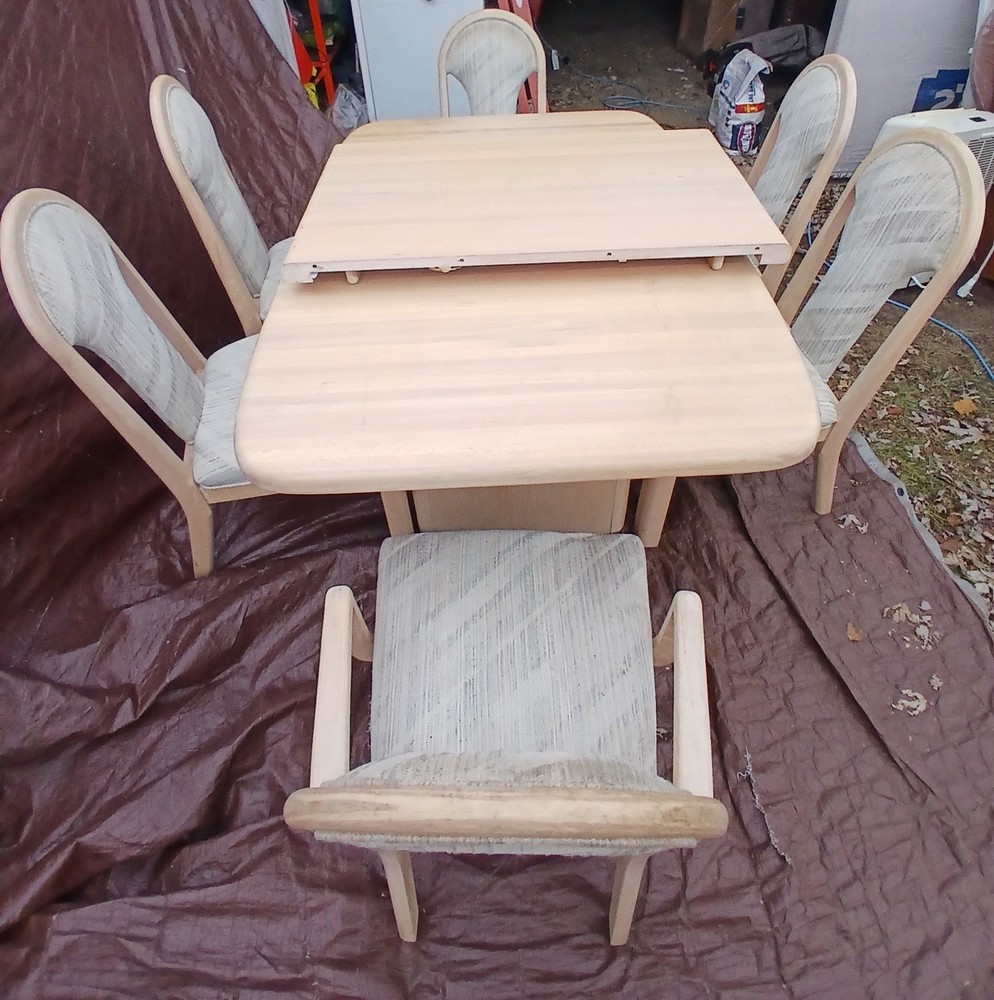 Soild Oak Kitchen Table Set With 6 Chairs With Leaf Insert
