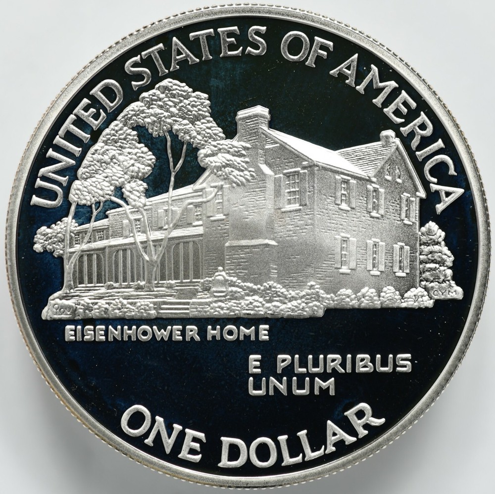 1990 P Eisenhower Centennial Proof Silver Dollar w/ Box & COA