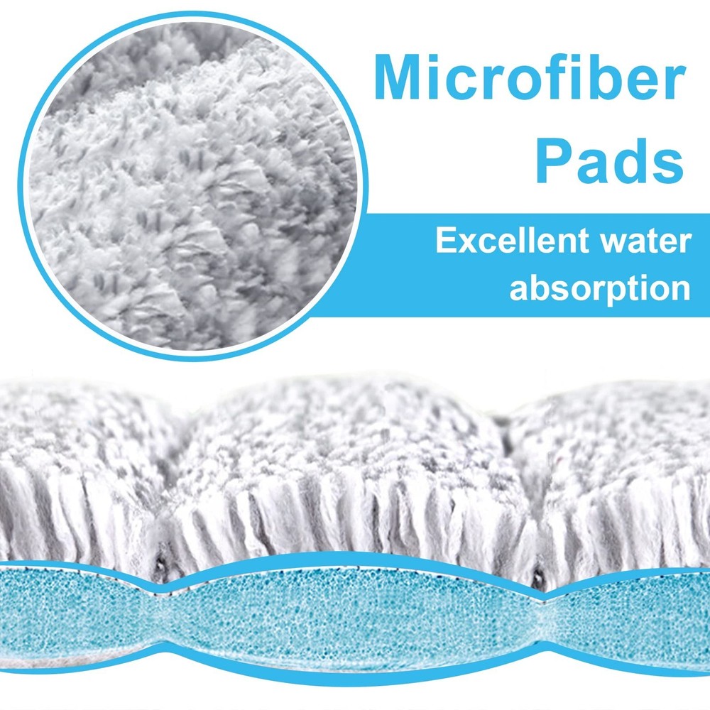 Flat Mop Pads, Mop Replacement Pads, Microfiber Mop Pads, Machine Washable Pa...