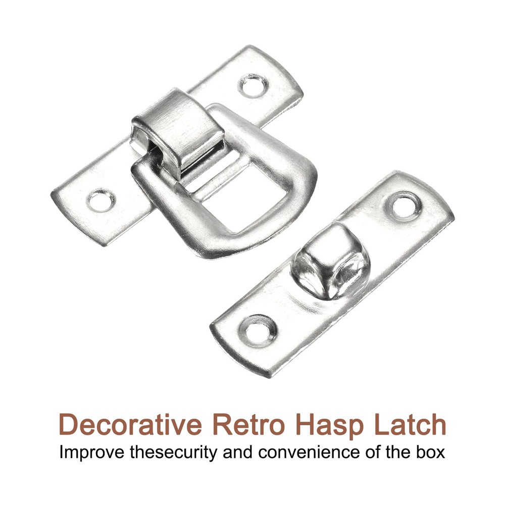 4 Pcs Hasp Clasp Latch Lock, 30 x 18mm Decorative Retro Toggle Latch, Silver