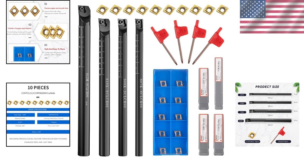 14-Piece Lathe Turning Set with Carbide Inserts