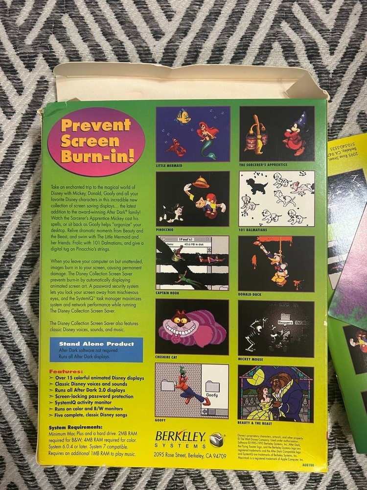 Disney Collection Screen Saver Macintosh 4-Disk Set w/ Box Berkeley Systems