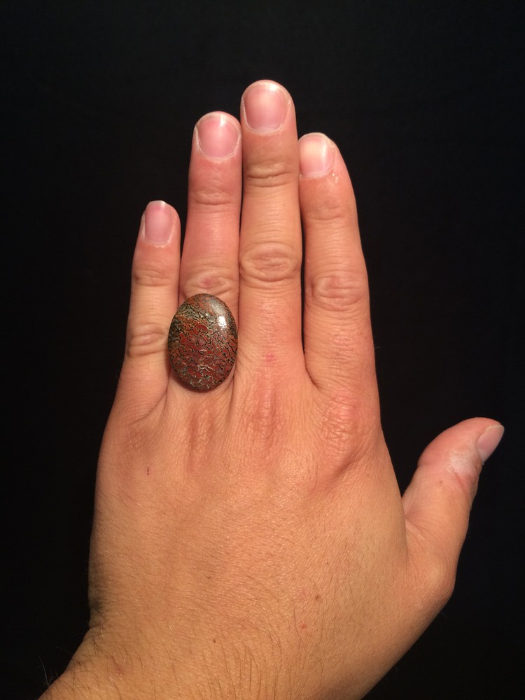 Adjustable Women's Ring Silver DINOSAUR BONE FOSSIL