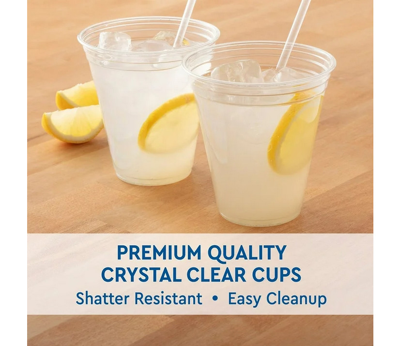 Member's Mark Clear Plastic Cups 12oz 172ct Durable Disposable Drinkware