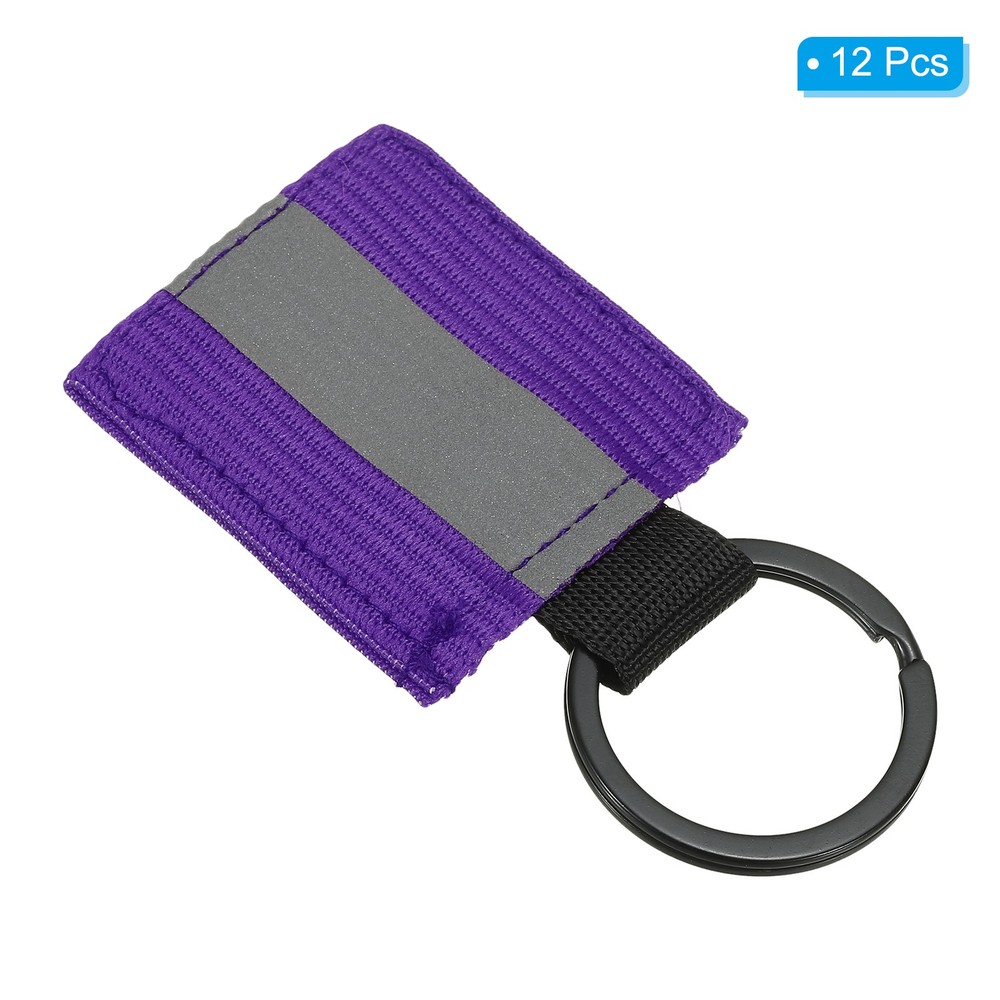 12 Pcs Reflective Keychain Tags, Reflective Zipper Pulls, Purple