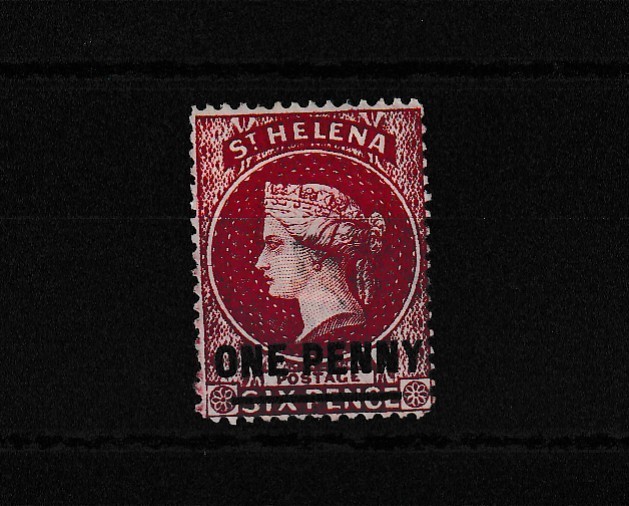 St Helena QV 1864 1d On 6d CC p14 MH BP15063