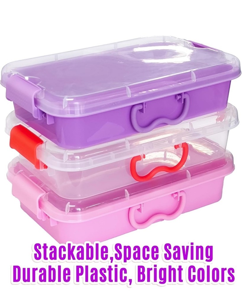 3 Pack,Empty Sensory Bin,13.5 Inch Storage Container,Portable Plastic Storage...