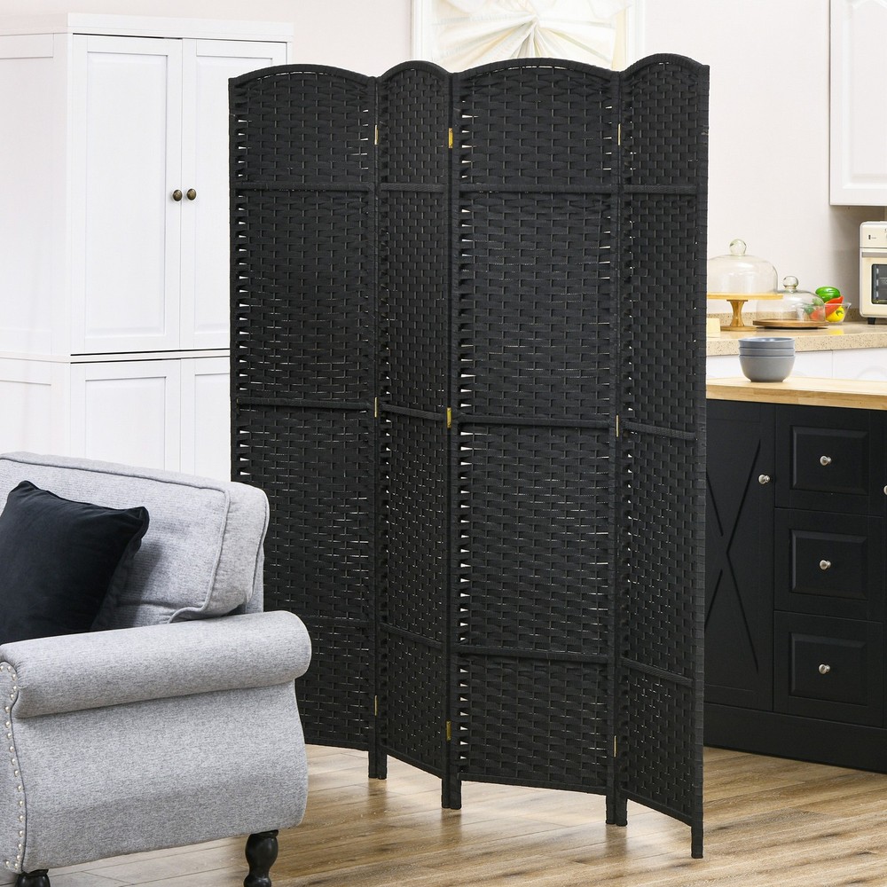 HOMCOM 4 Panel Room Divider Freestanding Folding Privacy Screen Black