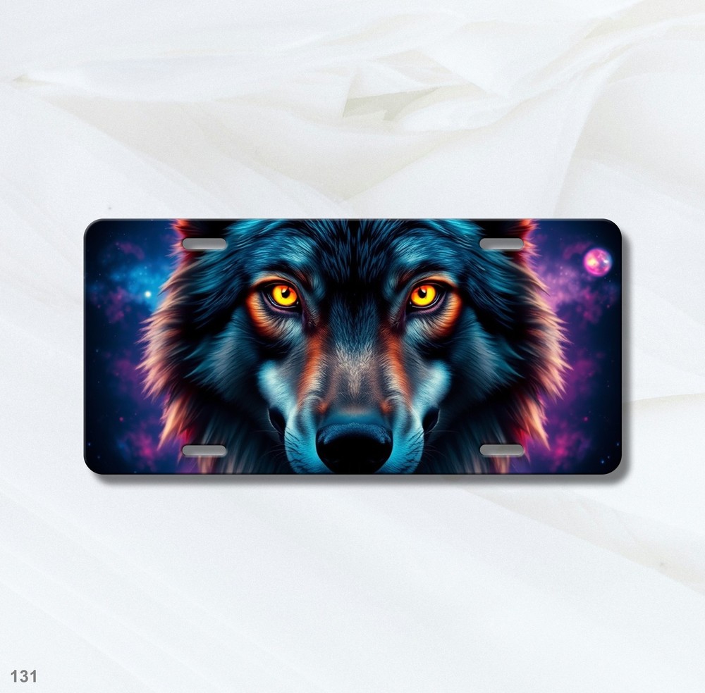 Bold Wolf License Plate Add Text Car Tag Gift Idea