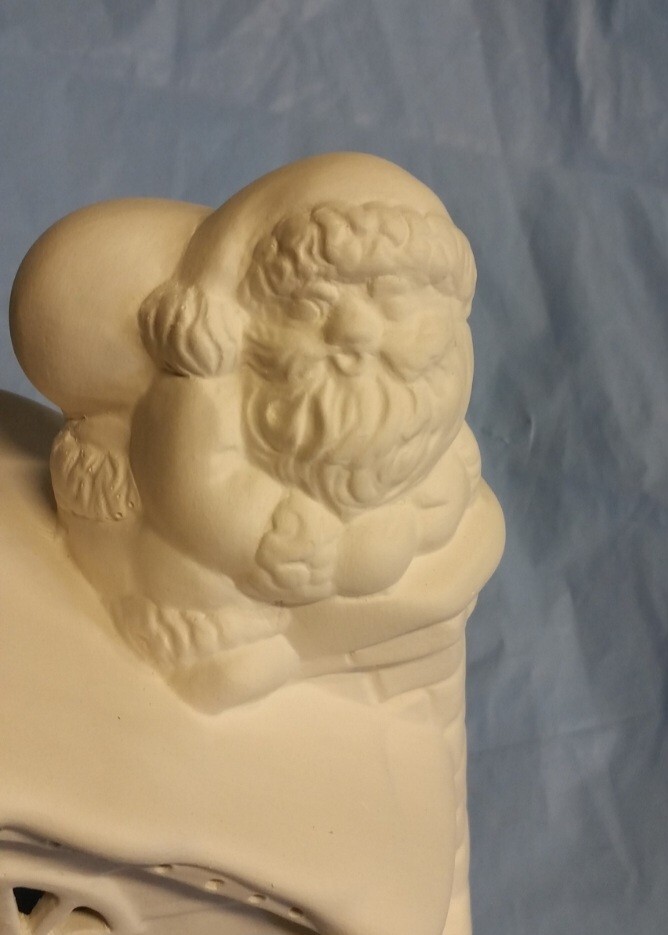 Ceramic Bisque~ Ready to Paint ~Here Comes Santa Clause~ House